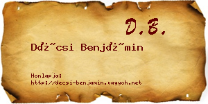 Décsi Benjámin névjegykártya